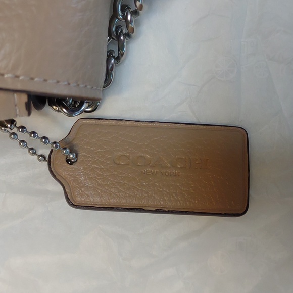 COACH Tammie Shoulder Bag with Floral Whipstitch in Taupe/Silver - Picture 9 of 12